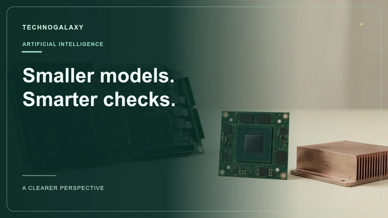Graphic editorial cover: Smaller models. Smarter checks.. Large and small memory boards arranged side by side