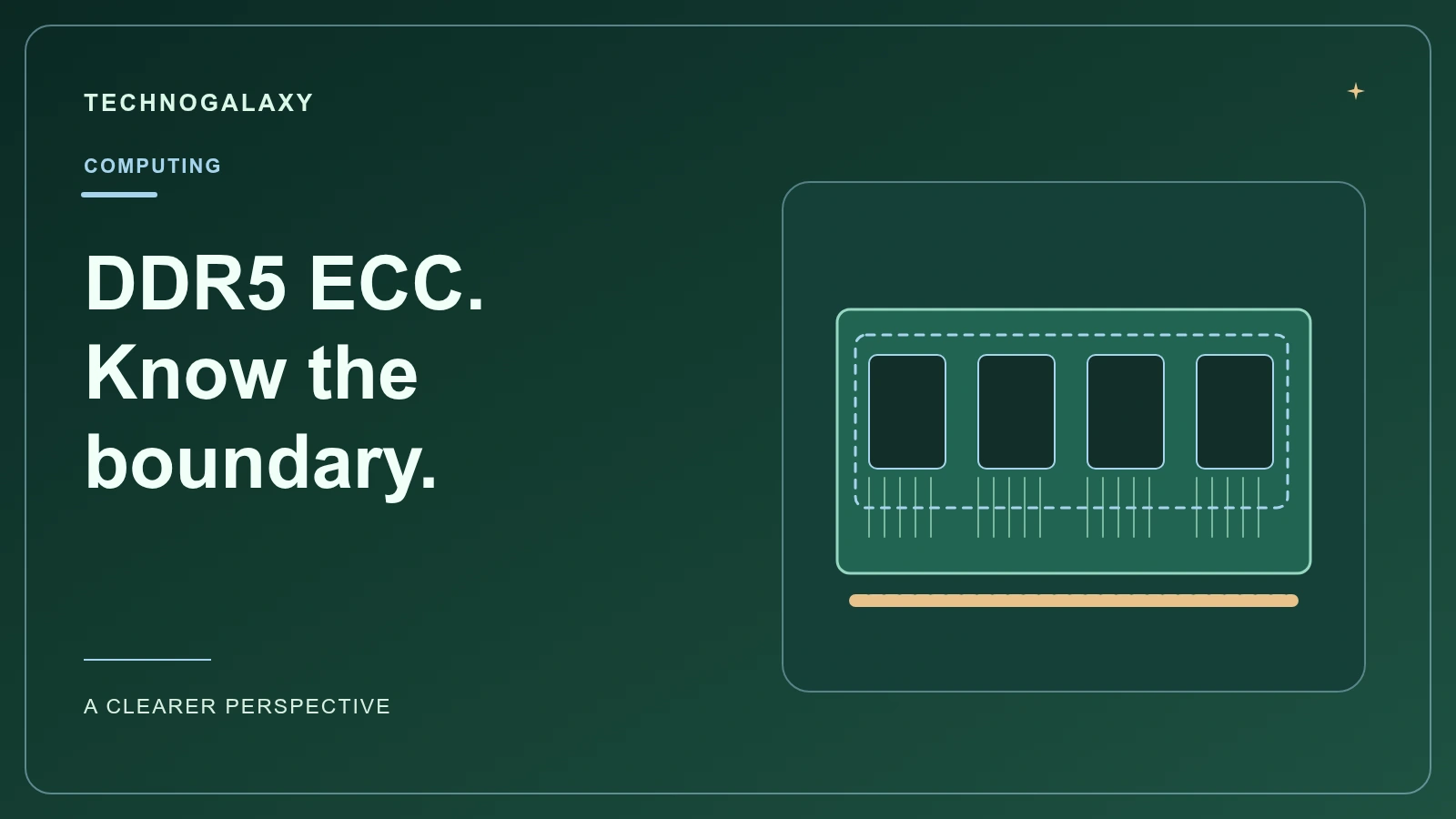 Graphic editorial cover: DDR5 ECC. Know the. boundary.. Conceptual topic-specific illustration.