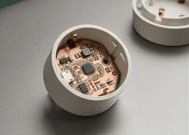 Circuit board inside an unbranded connected plug