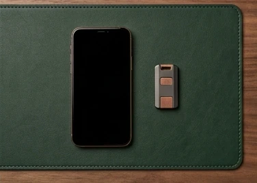 Phone beside an unbranded security token