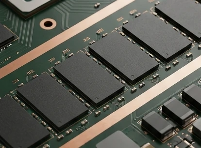 Graphics memory chips on a processor board