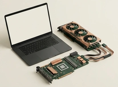 Laptop and graphics hardware arranged together