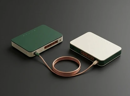 Two network devices linked by an Ethernet cable